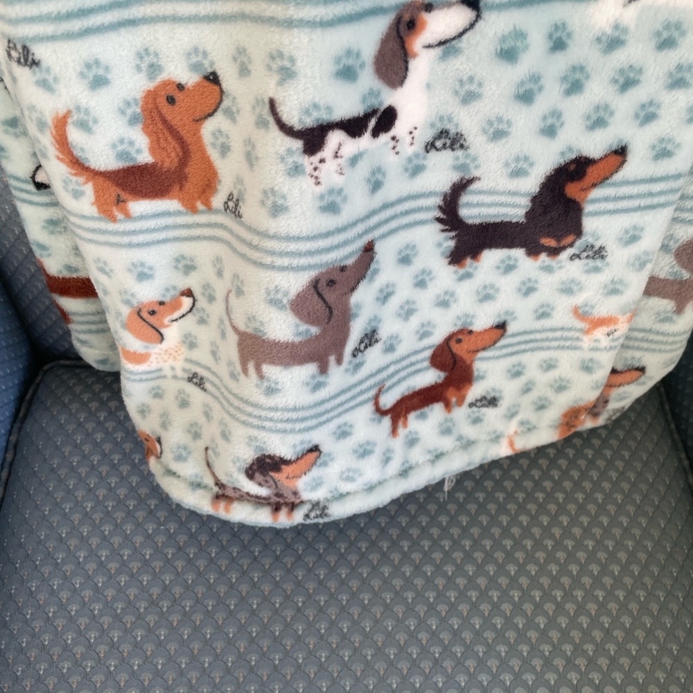 Berkshire Blanket Doggie Drawings Throw - Teal and Brown - Picture 9 of 10